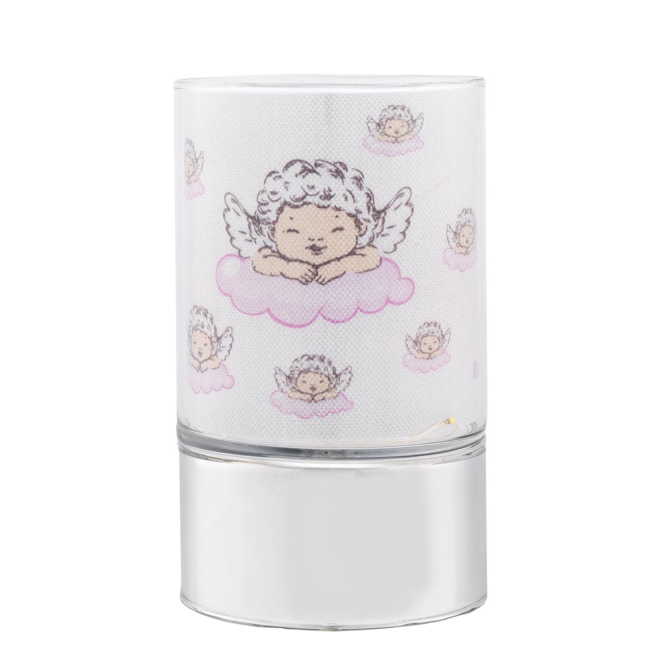 LAMPADA IN VETRO H. 15 CON DECORO ANGIOLETTI  - ROSA
